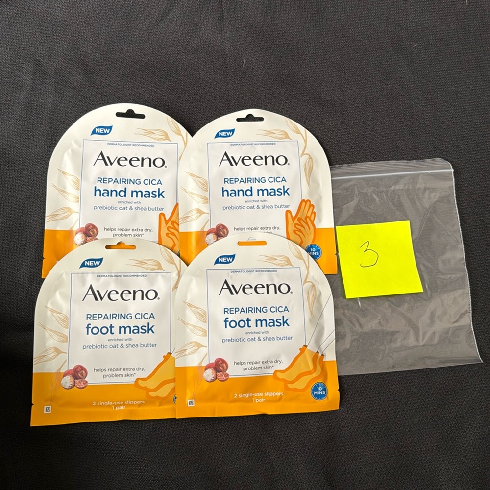 2 sets of aveeno foot and hand mask